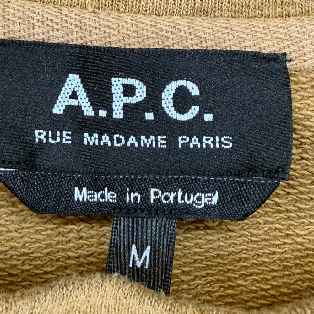 APC Rue Madame Paris Mens Medium‎ Camel Tan Cotton Linen Crewneck Sweatshirt